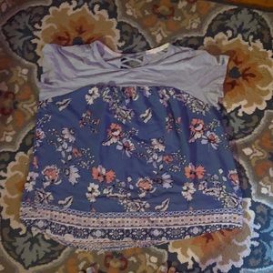 Blue flower shirt size 1X